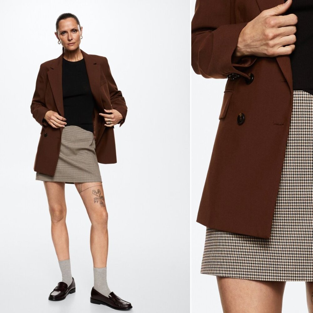 NWT Mango Houndstooth Miniskirt - Brown - Picture 2 of 5